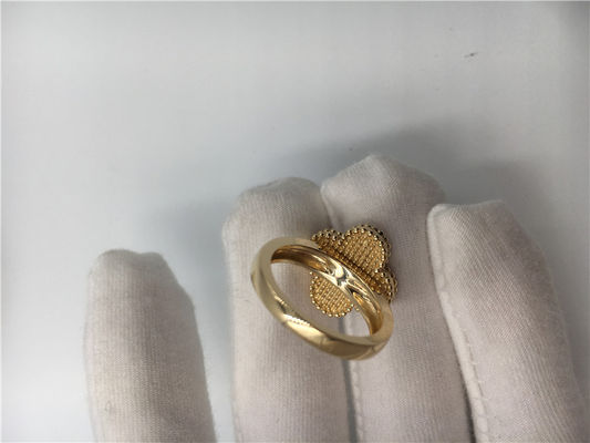 Qualität Goldring-runder Diamant Weinlese-Alhambra-Gelb-18k mit weißem Perlmutt Fabrik