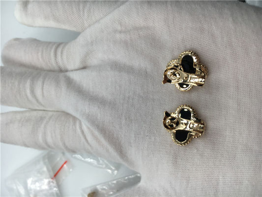 Qualität Vans Cleef Arpels gelbes Gold Weinlese-Alhambra-Ohrring-18k mit Onyx-Geldstrafen-Schmuck Fabrik