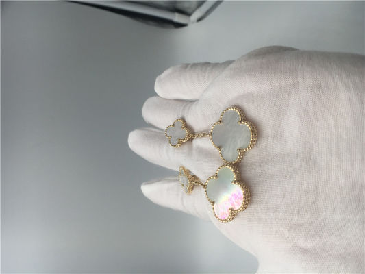 Qualität Van Cleef Earrings mit 2 Motiven, Perlmutt-Ohrringe Vans Cleef des gelbes Gold18k Fabrik
