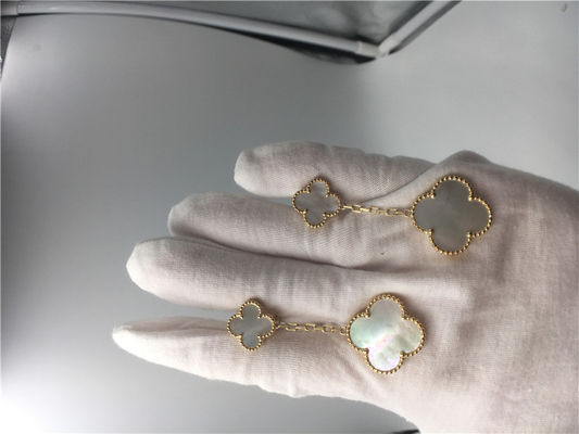 Qualität Van Cleef Earrings mit 2 Motiven, Perlmutt-Ohrringe Vans Cleef des gelbes Gold18k Fabrik