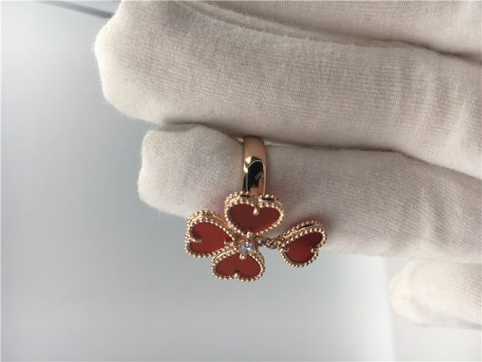Qualität 18k Rose Gold Van Cleef und Arpels blühen Ring mit Karneol/rundem Diamanten Fabrik