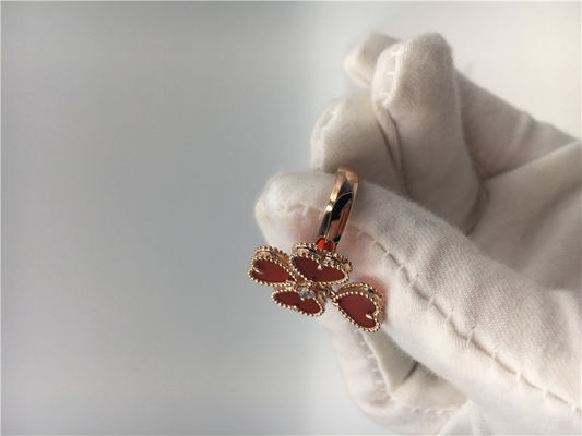 Qualität 18k Rose Gold Van Cleef und Arpels blühen Ring mit Karneol/rundem Diamanten Fabrik