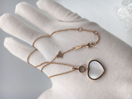 Qualität Halskette des Diamant-Perlmutt-Gold18k mit glücklichen Herzen Chopard hängend Fabrik