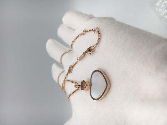 Qualität Halskette des Diamant-Perlmutt-Gold18k mit glücklichen Herzen Chopard hängend Fabrik