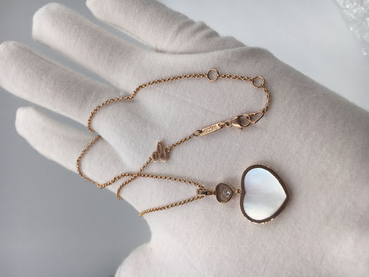 Qualität Halskette des Diamant-Perlmutt-Gold18k mit glücklichen Herzen Chopard hängend Fabrik