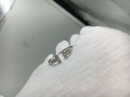 Qualität T-Draht Ring With Round Brilliant Diamonds, Verlobungsringe für Frauen-Weißgold Fabrik