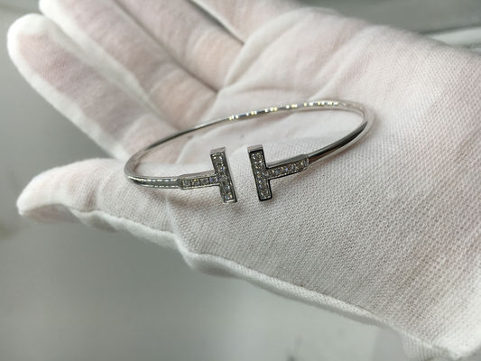 Qualität Goldschmuck-Weißgold des t-Draht-Armband-18K mit runden glänzenden Diamanten Fabrik