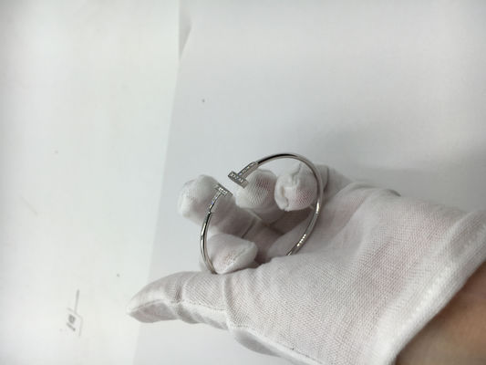 Qualität Goldschmuck-Weißgold des t-Draht-Armband-18K mit runden glänzenden Diamanten Fabrik