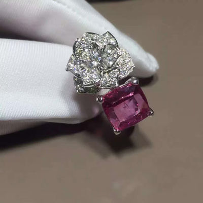 Qualität Blumen-Ring G34UU600 Weißgold 18K Piaget Rose mit Kissen - schneiden Sie rosa Tourmaline Fabrik