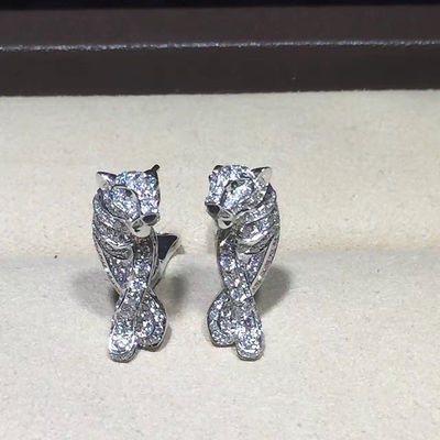 Qualität Kundengebundene diamant-Schmuck-Panther-Ohrringe des Gold18k Luxusmit schwarzem Lack Fabrik