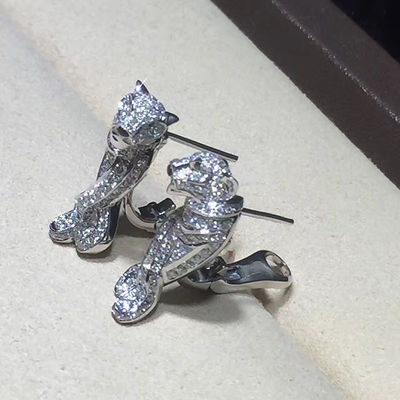 Qualität Kundengebundene diamant-Schmuck-Panther-Ohrringe des Gold18k Luxusmit schwarzem Lack Fabrik