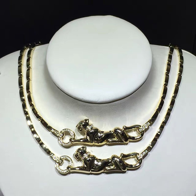 Schmuck-Panther-Halskette oberen Grenze der gelbes des Gold18k kundenspezifische mit Diamanten/Lack