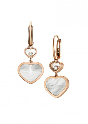 Schmuck-glückliche Goldherz-Ohrringe 18K der Damen-Chopard mit natürlichem Diamant-Stein