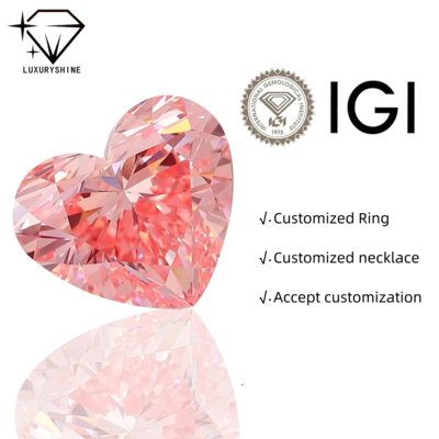 LuxuryShine Fancy Pink / Fancy Intense Pink / Fancy Vivid Pink Herzschliff Laborgezüchteter Diamant VVS-VS1 Echte Diamanten & Hochzeitsschmuck & Maßgeschneiderter Schmuck