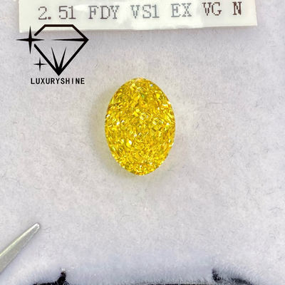 Qualität LuxuryShine VVS-VS Fancy Gelb/Hellgelb/Fancy Intense/Vivid Gelb Laborgezüchteter Diamant 1CT 2CT 3CT 4CT 5CT Oval Exzellenter Schliff Mit Zertifikat & Individuellem Schmuck Fabrik