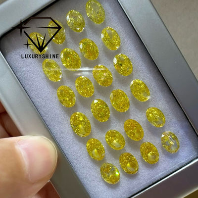Qualität LuxuryShine VVS-VS Fancy Gelb/Hellgelb/Fancy Intense/Vivid Gelb Laborgezüchteter Diamant 1CT 2CT 3CT 4CT 5CT Oval Exzellenter Schliff Mit Zertifikat & Individuellem Schmuck Fabrik