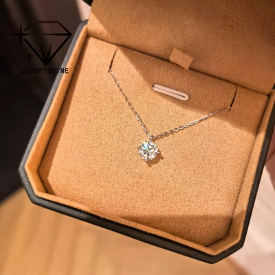 Luxuriöser, runder, im Labor gezüchteter Diamant-Anhänger von LuxuryShine, Reinheit VVS2/VS1, Farbe D-F, 18K Massivgold, individueller Schmuck mit IGI-Zertifikat
