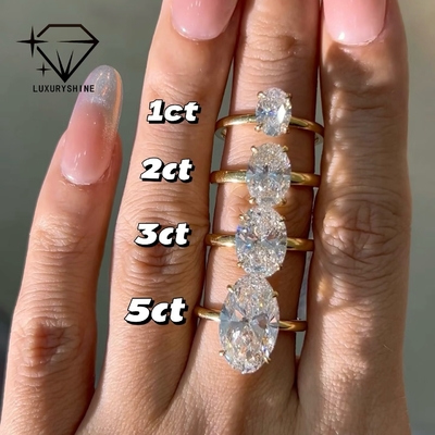 Luxuryshine Ovalschliff VVS2/VS1 Laborgezüchteter Diamant 1-5CT Solitärring 18K Massivgold individueller Schmuck mit IGI-Zertifikat