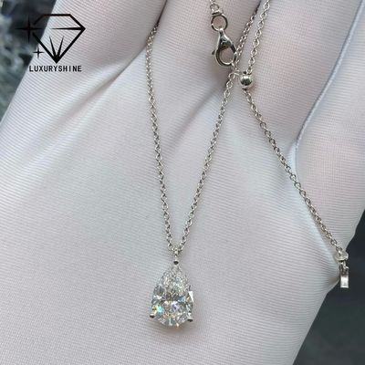 Qualität Laborgewachsene Birnen Diamant Halskette 18K Gold VVS-VS Klarheit Fabrik