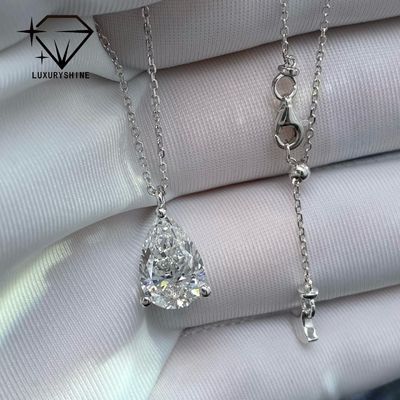 Qualität Laborgewachsene Birnen Diamant Halskette 18K Gold VVS-VS Klarheit Fabrik