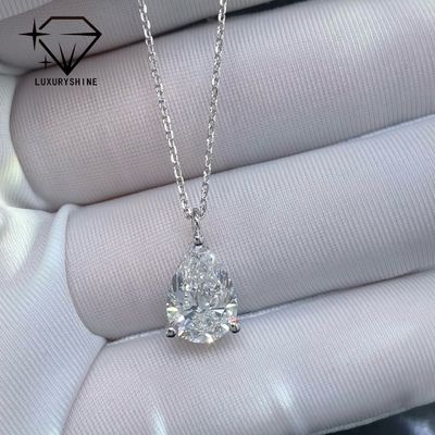 Qualität Laborgewachsene Birnen Diamant Halskette 18K Gold VVS-VS Klarheit Fabrik