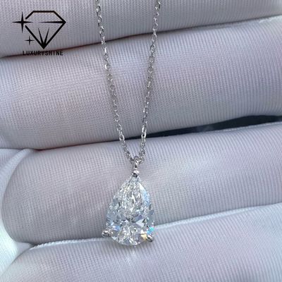 Qualität Laborgewachsene Birnen Diamant Halskette 18K Gold VVS-VS Klarheit Fabrik