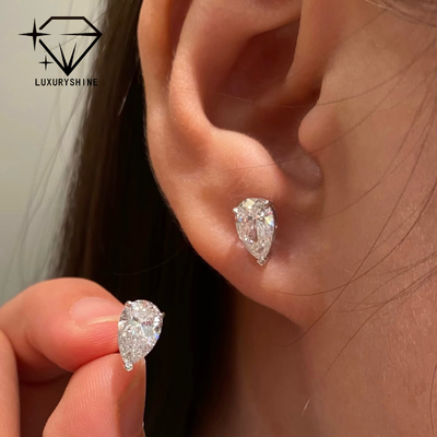 18K Goldene Tropfenschliff-Labordiamant-Ohrstecker, VVS-VS Reinheit