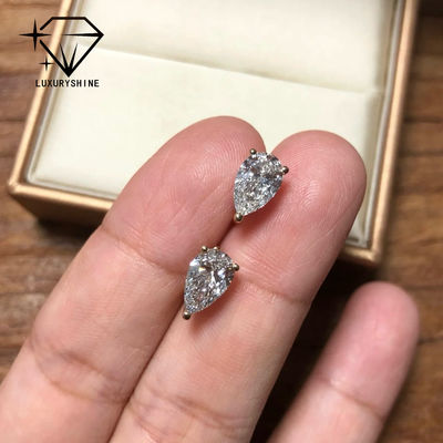Qualität 18K Goldene Tropfenschliff-Labordiamant-Ohrstecker, VVS-VS Reinheit Fabrik