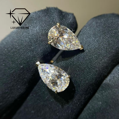 Qualität 18K Goldene Tropfenschliff-Labordiamant-Ohrstecker, VVS-VS Reinheit Fabrik