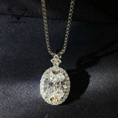 Qualität 18K Gold Oval Lab Grown Diamant Anhänger VVS1-VS1 0,3-3,0ct Fabrik