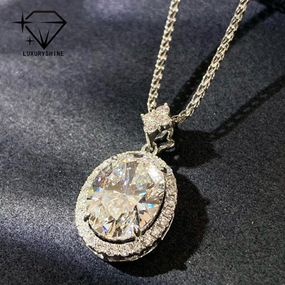 18K Gold Oval Lab Grown Diamant Anhänger VVS1-VS1 0,3-3,0ct