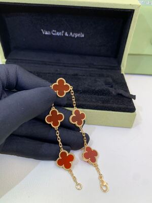 Goldkarneol-roter Stein VCARD35500 Alhambra Bracelet Van Cleef And Arpelss 5 gelbes Motiv-18K