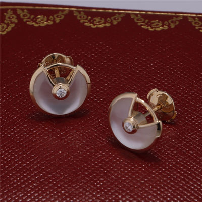 Qualität Perlmutt Xs-Modell-Yellow Golds Amulette De Earrings Stud With White Fabrik
