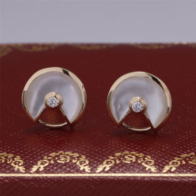 Qualität Perlmutt Xs-Modell-Yellow Golds Amulette De Earrings Stud With White Fabrik