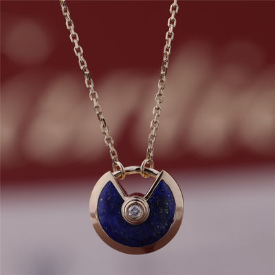 Qualität Diamant Xs-Modell-Yellow Golds Amulette De Necklace With Lapis Lazuli Fabrik