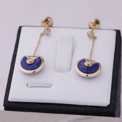 Qualität Xs-Modell Yellow Gold Amulette De Cartier Earrings Lapis Lazuli Fabrik