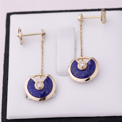 Xs-Modell Yellow Gold Amulette De Cartier Earrings Lapis Lazuli