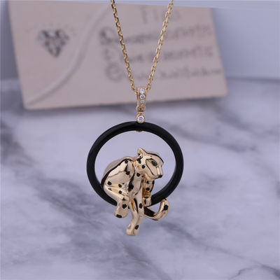 Qualität PANTHÈRE DE NECKLACE GRANATS-DIAMANTEN DES GELB-GOLDkeramische LACK-TSAVORITE Fabrik
