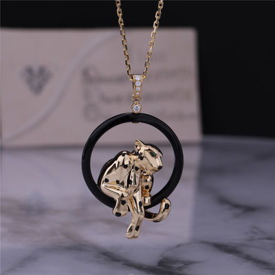 Qualität PANTHÈRE DE NECKLACE GRANATS-DIAMANTEN DES GELB-GOLDkeramische LACK-TSAVORITE Fabrik