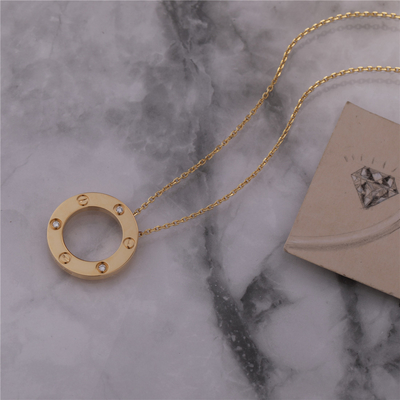 Klassische Halskette des Gold18k mit dem 3 Diamant-ikonenhaften Symbol des Liebes-Schmucks