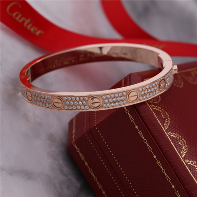 Volles Diamond Love Bangle Classic Jewelry-Liebes-Armband-volles Diamant-gepflastert im rosa Gold 18K