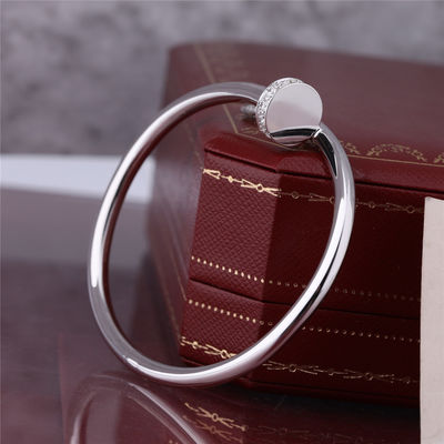 Qualität ARMBAND JUSTE UNO CLOU im 18 Karat WEISSGOLD Nagel-Armband mit DIAMANTEN an der Spitze und am Ende Fabrik