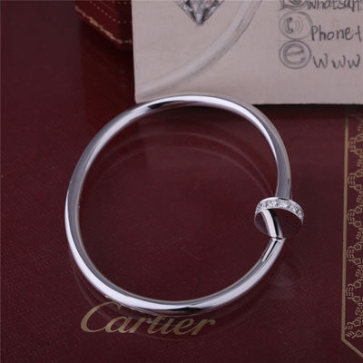 Qualität ARMBAND JUSTE UNO CLOU im 18 Karat WEISSGOLD Nagel-Armband mit DIAMANTEN an der Spitze und am Ende Fabrik