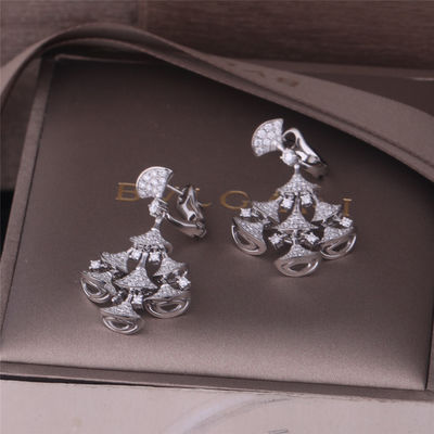 Qualität Die TRAUMohrringe Roma High Jewelry-DIVAS im Satz des Weißgolds 18K mit 7 Hauptdiamanten und vollen pavé Diamanten Fabrik