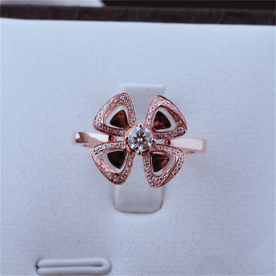 Qualität Roman Love Flower Ring Fiorever 18 kt Rose Gold Ring eingestellt mit einem zentralen Diamanten und pavé Diamanten Fabrik