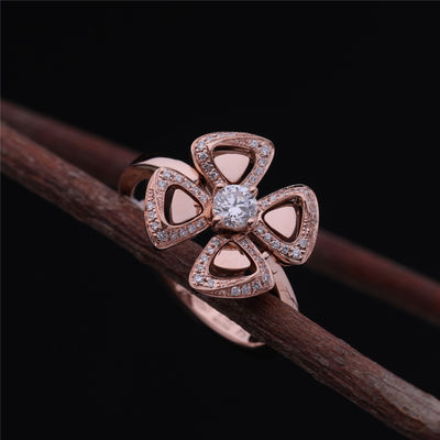 Qualität Roman Love Flower Ring Fiorever 18 kt Rose Gold Ring eingestellt mit einem zentralen Diamanten und pavé Diamanten Fabrik