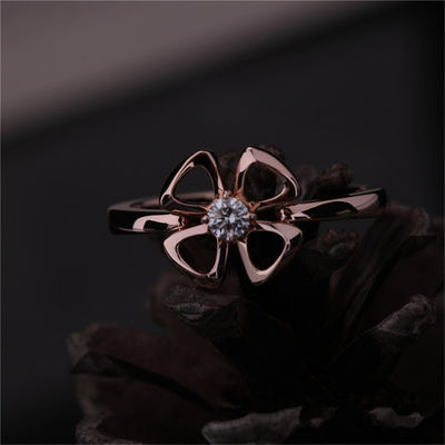 Qualität Karat-Rose Gold Ring-Satz Roma Gold Brand Jewelry Fiorevers 18 mit einem zentralen Diamant Hinweis 355305 Fabrik