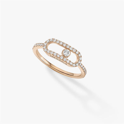 Qualität Elegante Verpflichtungs-Hochzeit Diamond Ring Move Uno Pavee Ring Luxury Jewelry im rosa Gold 18K Fabrik