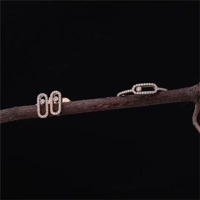 Qualität Elegante Verpflichtungs-Hochzeit Diamond Ring Move Uno Pavee Ring Luxury Jewelry im rosa Gold 18K Fabrik