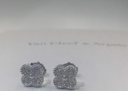 Qualität Süßes Alhambra Earstuds 18K Weißgold-runde Diamanten Vans Cleef Arpels Fabrik